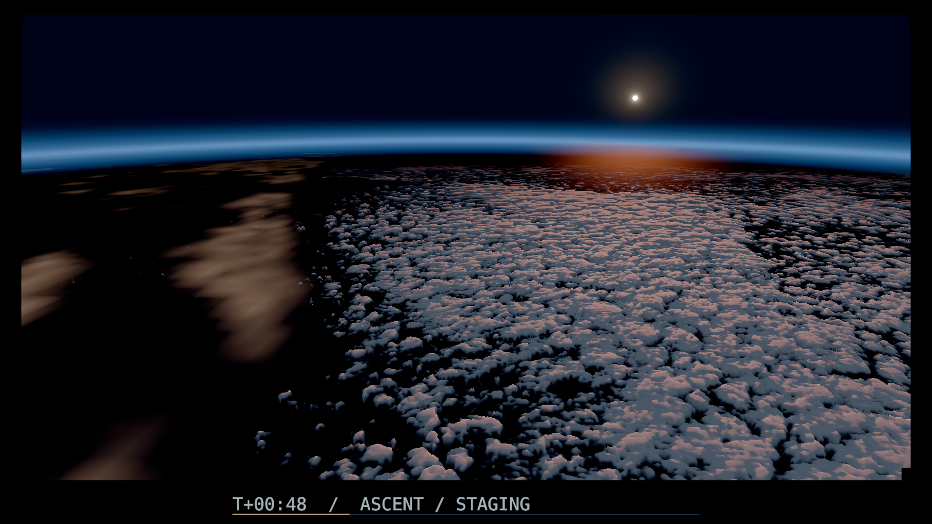 Front wall at story 2:18, curvature, limb and cloud sea at sunrise