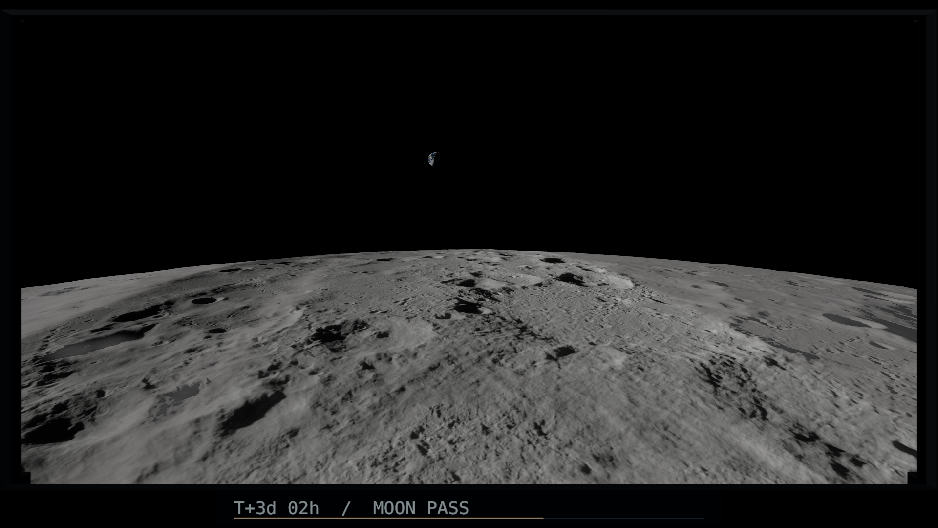 Front wall at story 6:02, lunar horizon with half-lit Earth