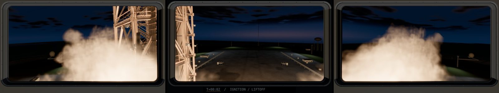 Left, front and right walls at T+0:02 with baked tower light