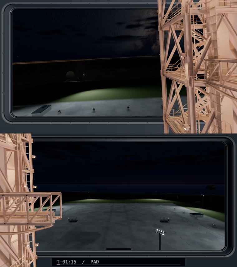 Grey-material render of the tower from the left and front windows