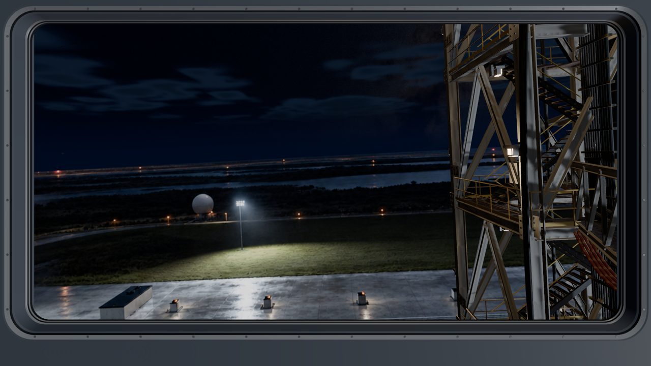 Left window at T-0:08 with the matte painting