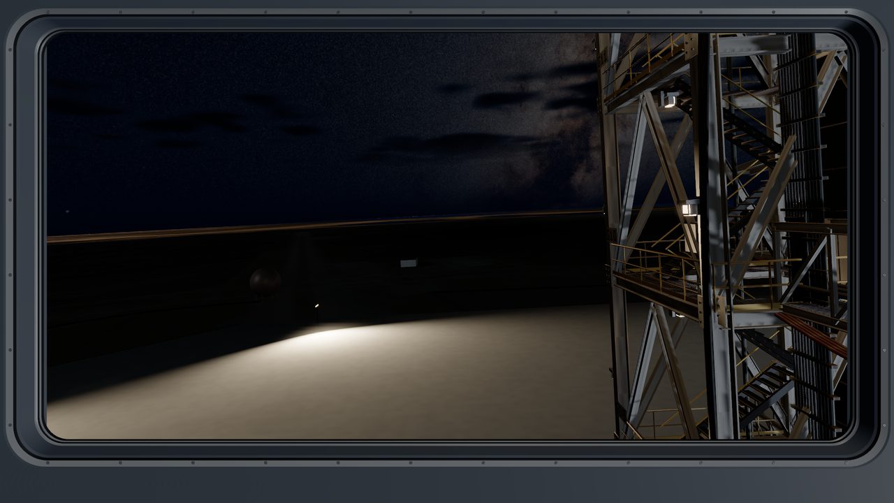 Left window at T-1:15 with tower work lights