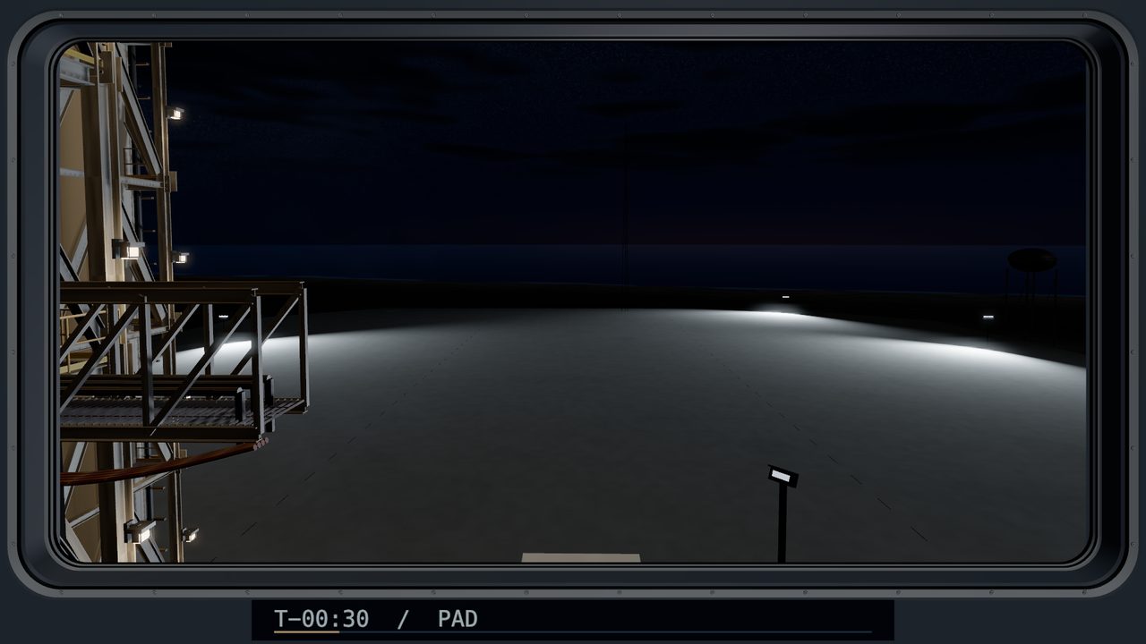Front window at T-0:30 with tower work lights